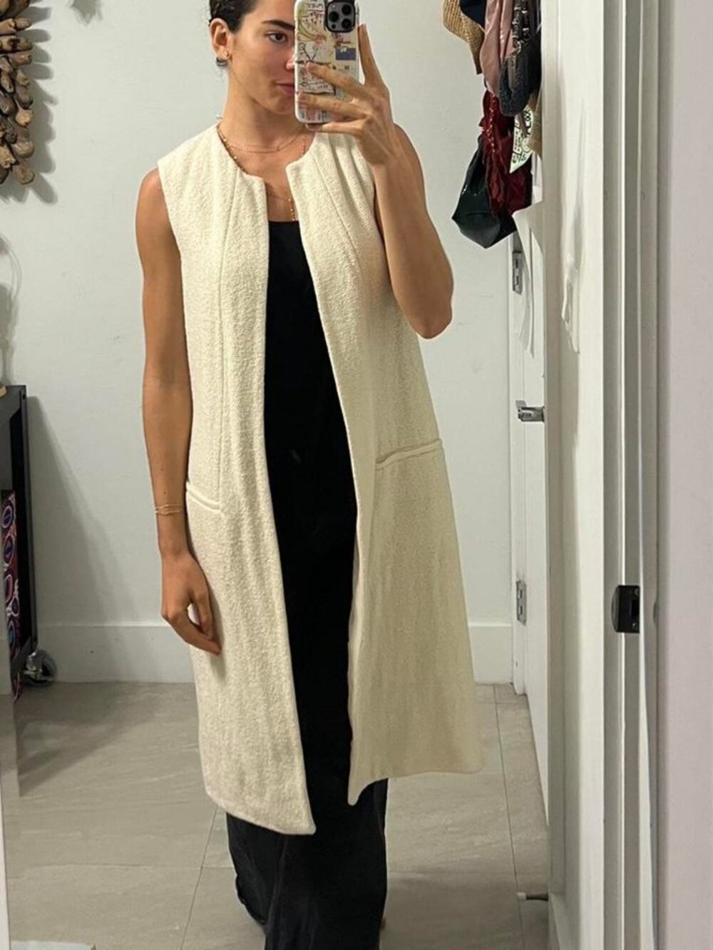 Cream and white wool blend vest from Zara